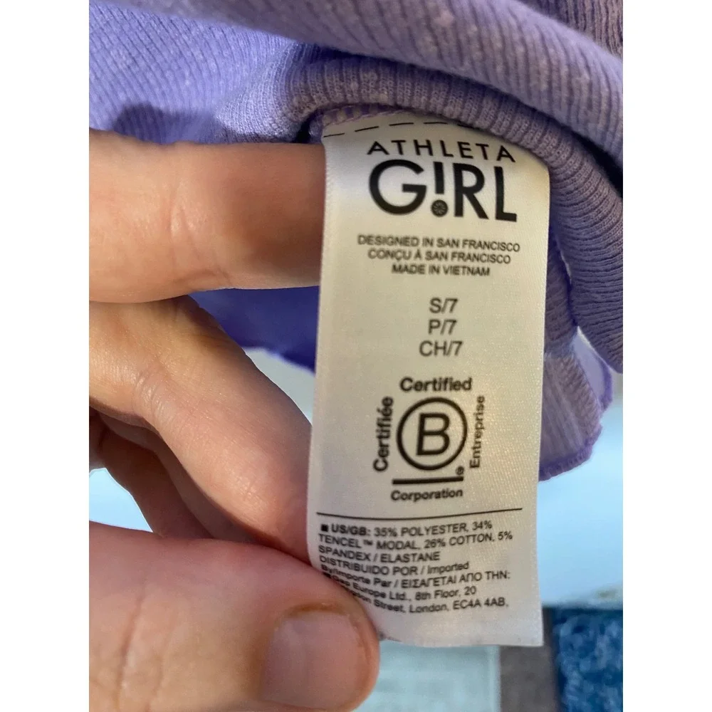 Athleta Girls Size 7 Purple‎ Ribbed Long Sleeve Pocket Shift Dress Athleisure